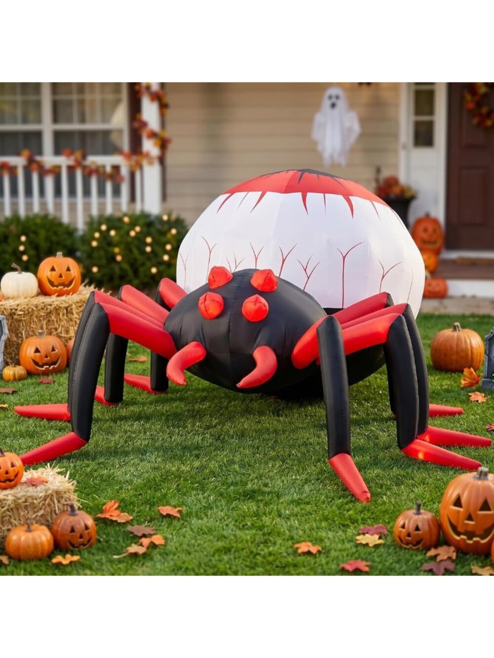 8FT Inflatable Scary Spider Halloween Yard Decoration - Blow Up Party Decor
